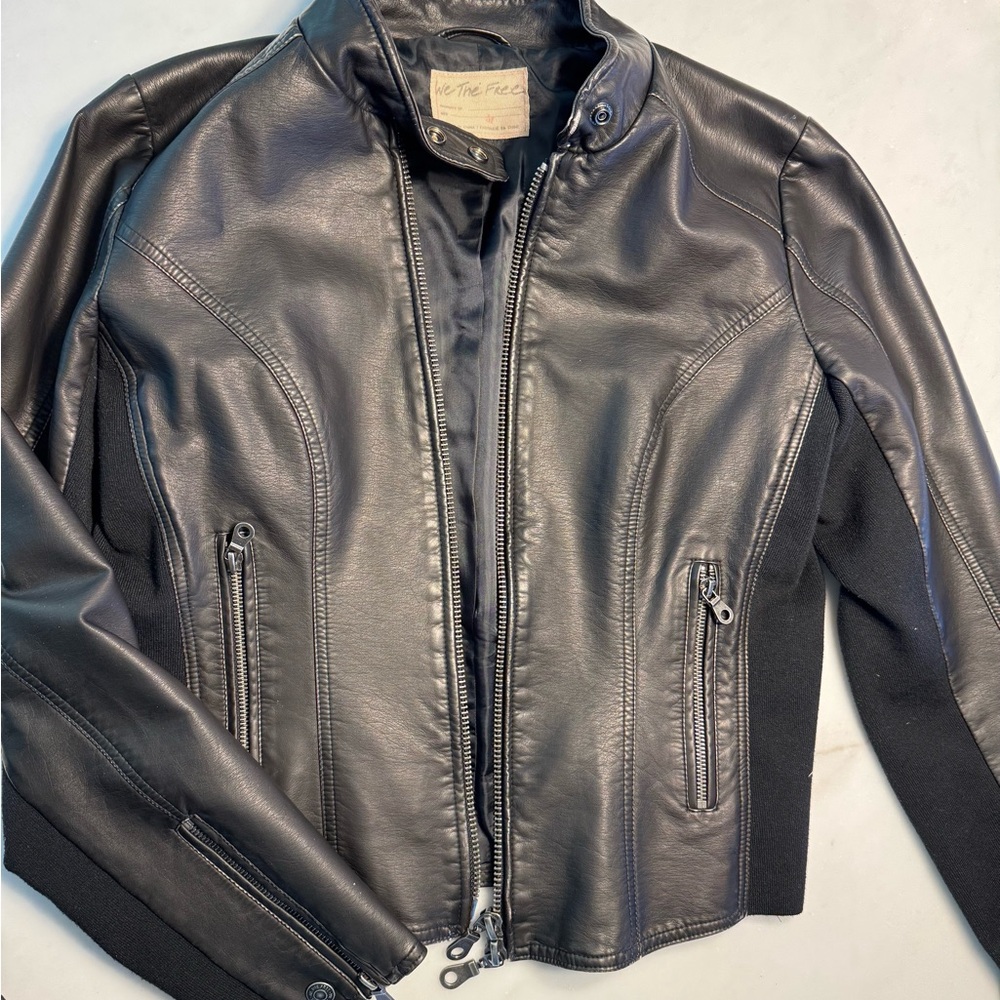We The Free Black Leather Jacket